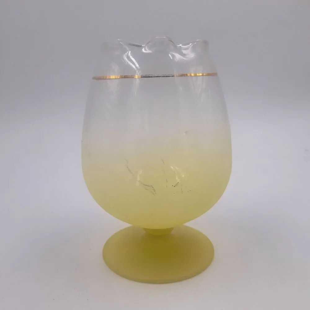 Vintage MCM Blendo Frosted Yellow Cocktail Mixer Pitcher & 3 Glasses